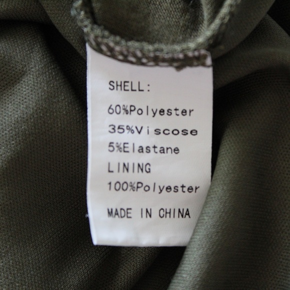 Olive Green Side Ruche Sleevless Bodycon Dress - Picture 7 of 7